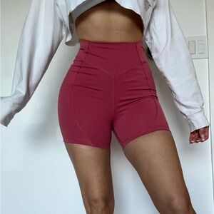 High-Rise Berry Pink Bike Shorts for Women